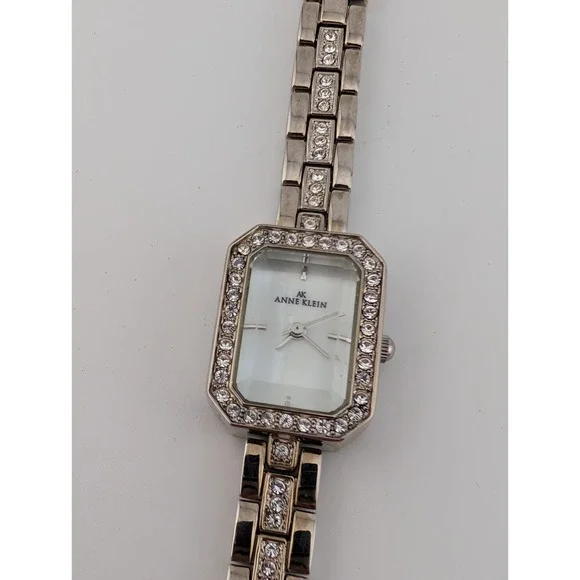 Anne Klein Silver Watch Women Crystal Accent MOP Silver 6.5" Band- New Battery - Picture 5 of 8